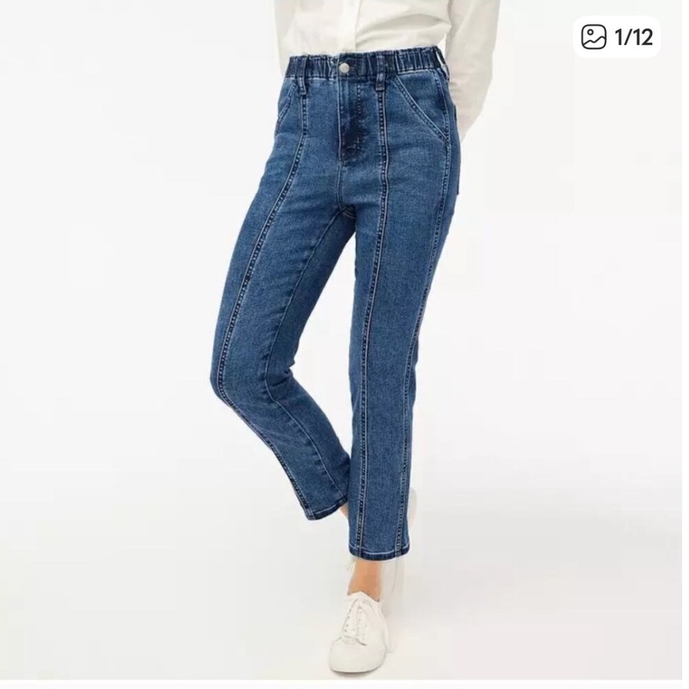 J.Crew Women's Pull-On Denim Jeans Size‎ 31 Elastic Waist Front Seam Pockets